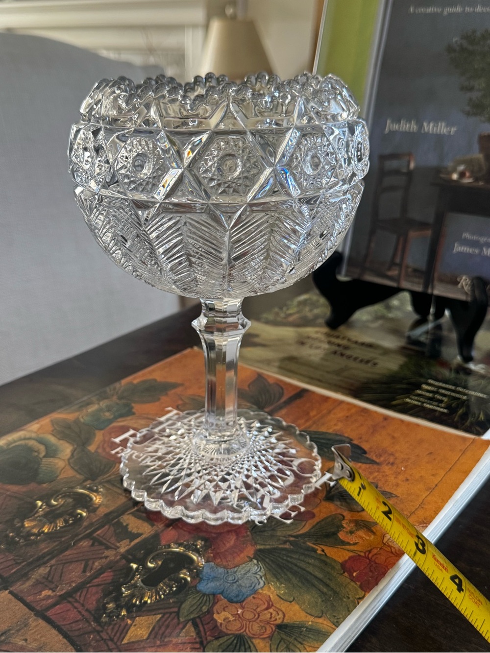 Cut Glass Compote Pedestal Bowl - Clear Crystal Look